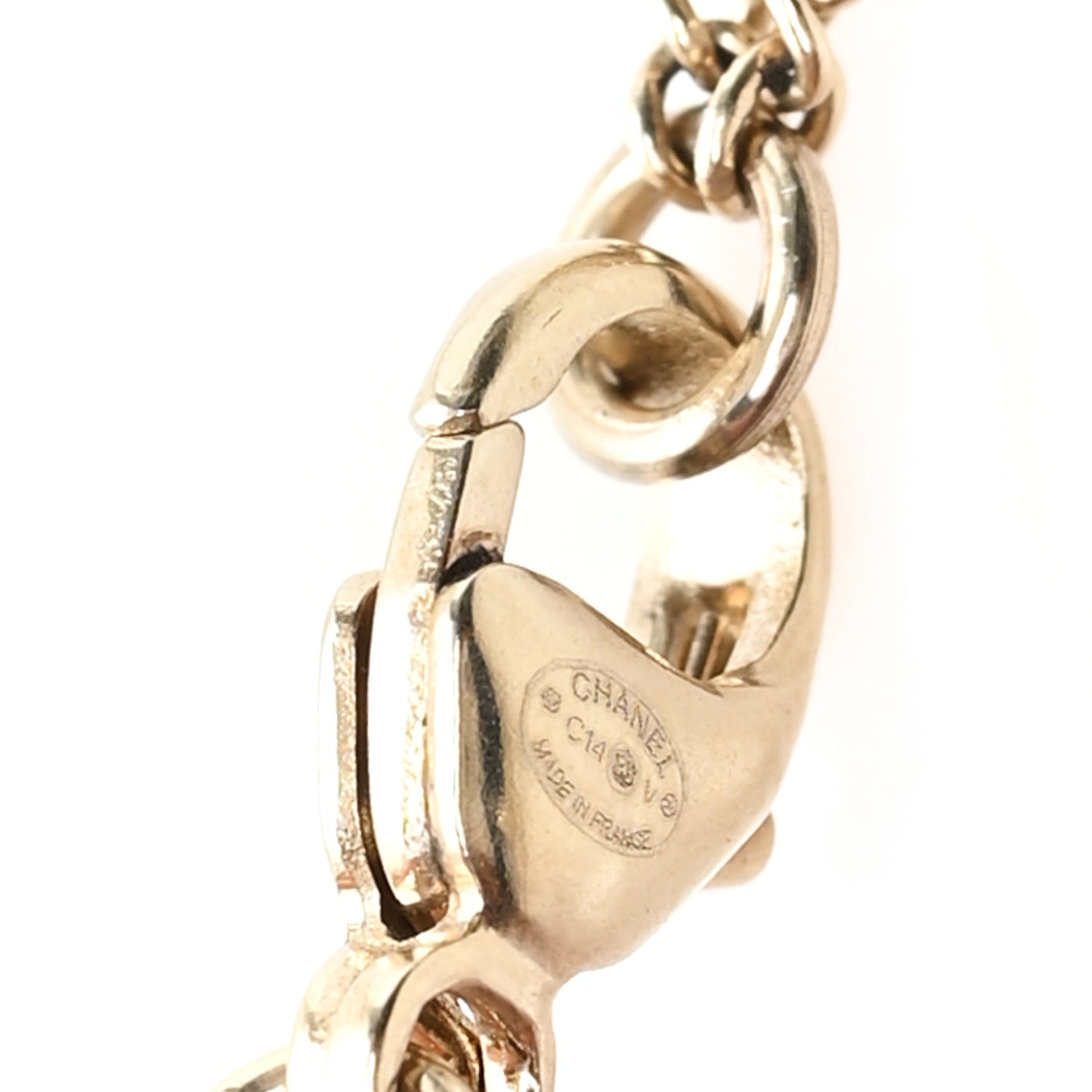 Crystal Pearl Twisted CC Pendant Necklace Gold