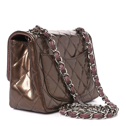 Chanel Striated Patent Quilted Mini Square Flap Pink 3 of 11