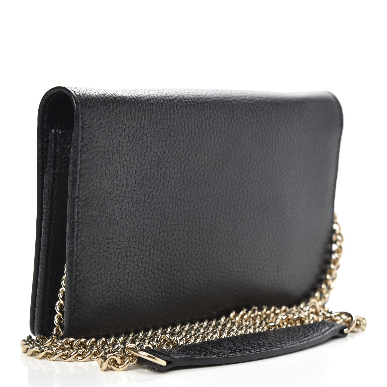 Gucci Pebbled Calfskin Soho Wallet on Chain Black 3 of 10