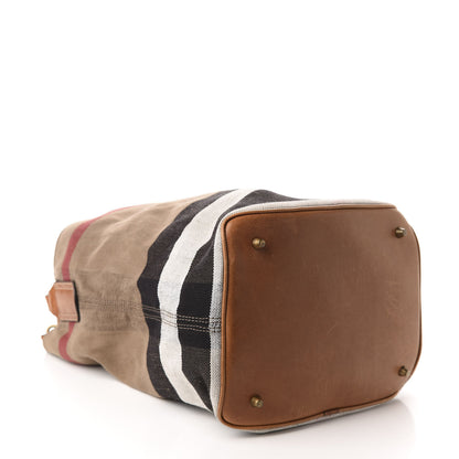 Burberry Canvas Mega Check Medium Ashby Hobo Saddle Brown 4 of 11