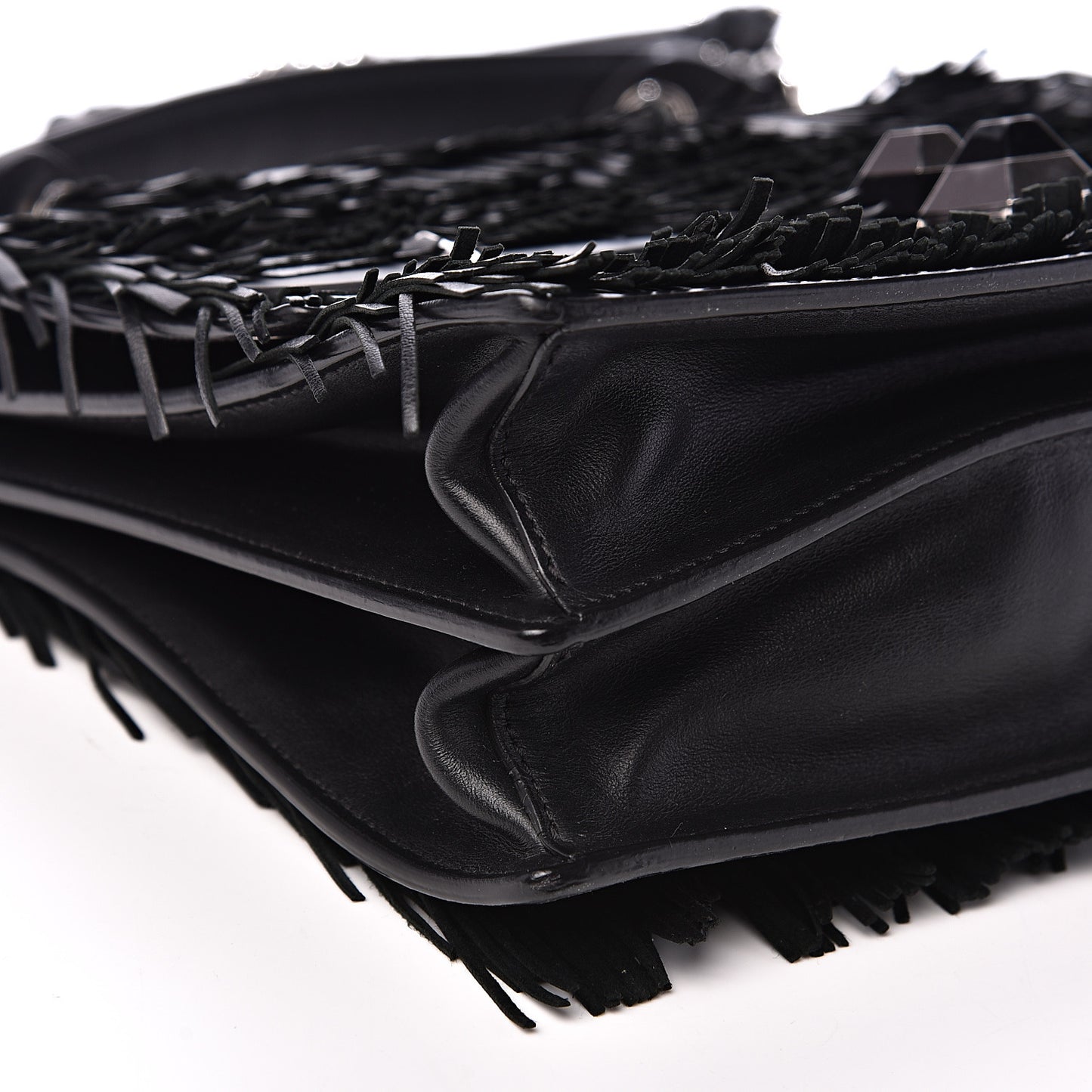Vitello Century Opaco Monster Eyes Fringe Studded Kan I Shoulder Bag Black
