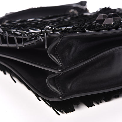 Fendi Vitello Century Opaco Monster Eyes Fringe Studded Kan I Shoulder Bag Black 7 of 12