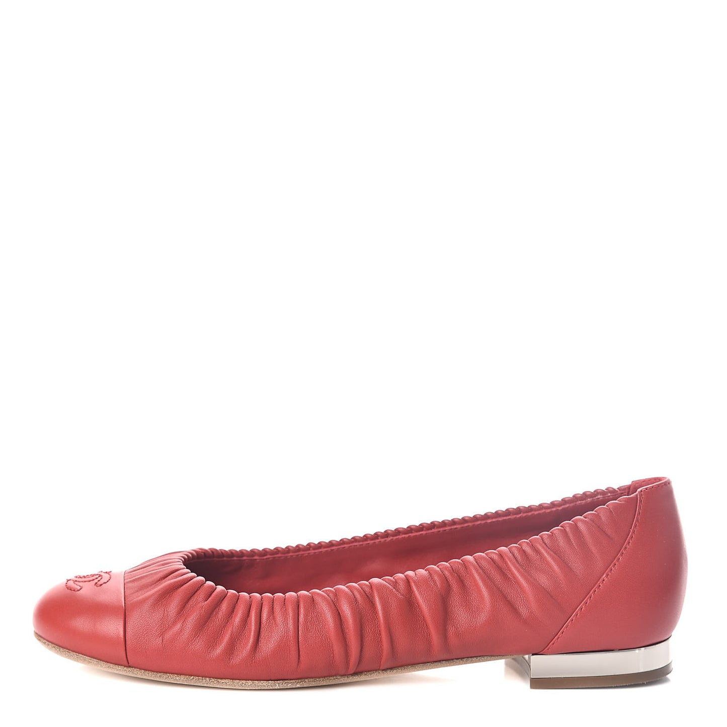 Lambskin CC Cap Toe Ballerina Flats 39 Red