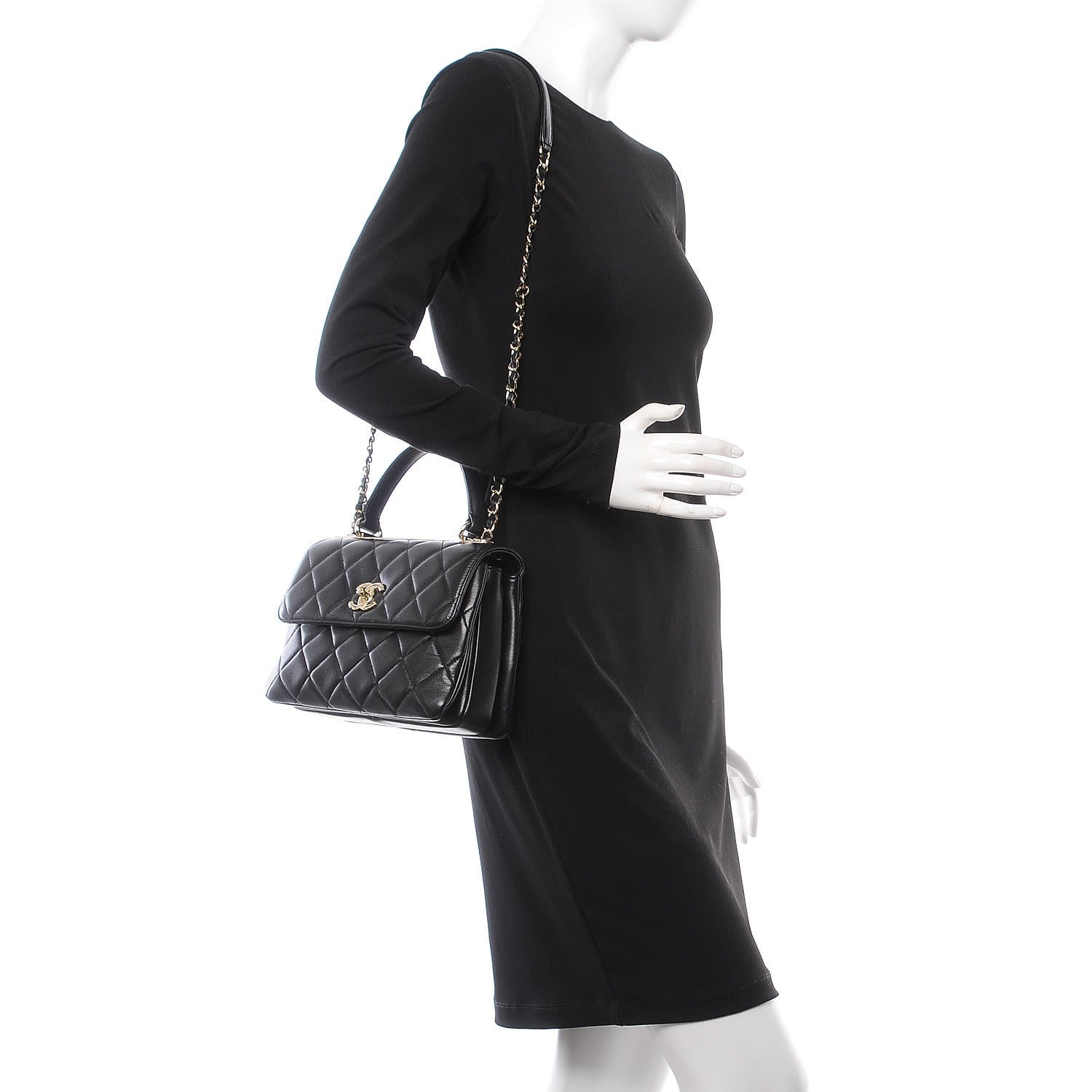 Chanel Lambskin Quilted Small Trendy CC Dual Handle Flap Bag Black 3 of 11
