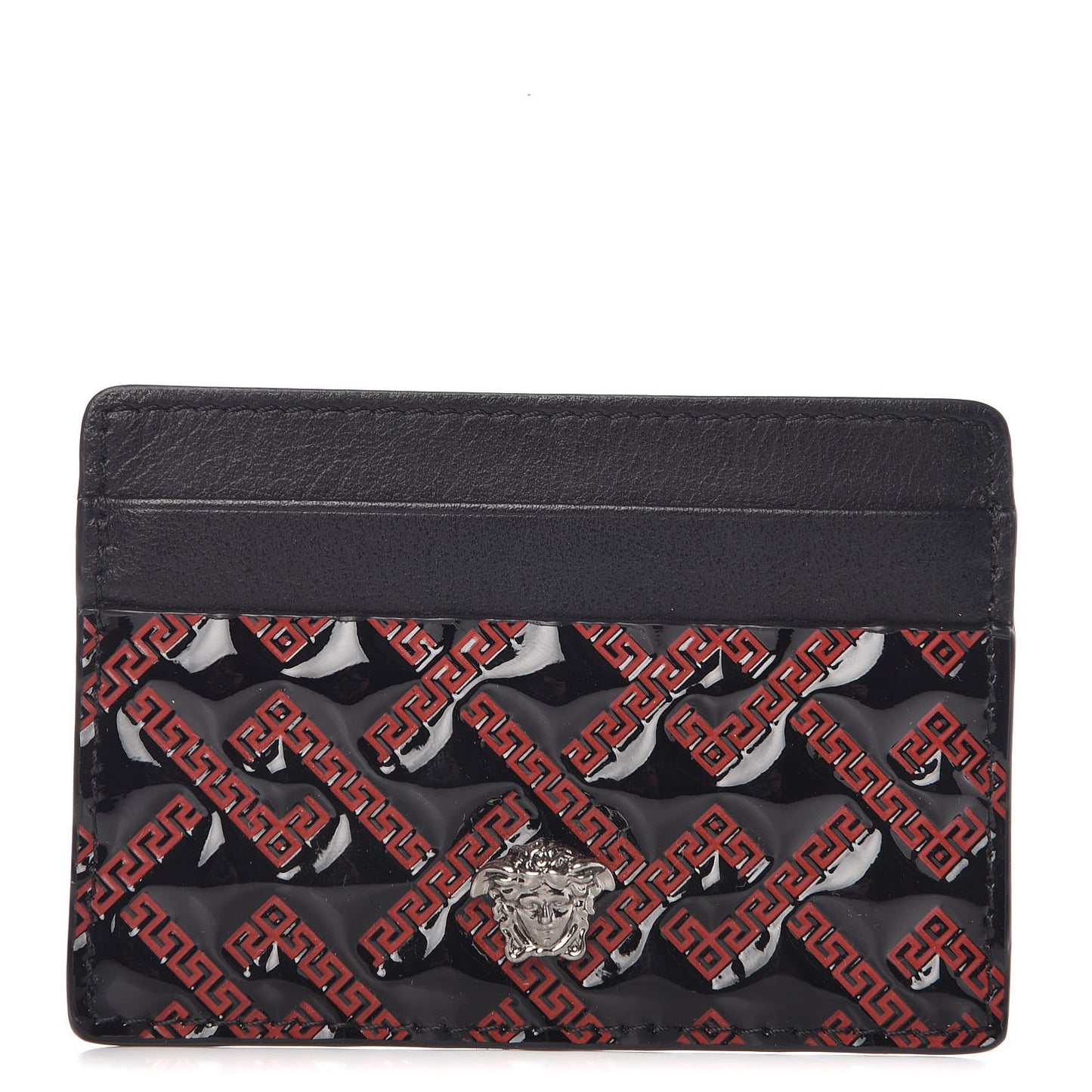 Patent Calfskin Palazzo Card Holder Black
