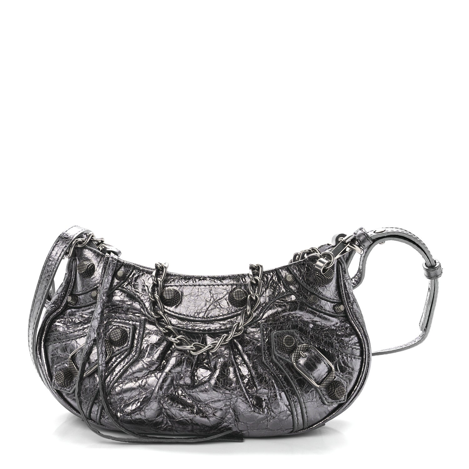 Balenciaga Metallic Agneau Arena Le Cagole Purse With Chain Mini Silver 1 of 11