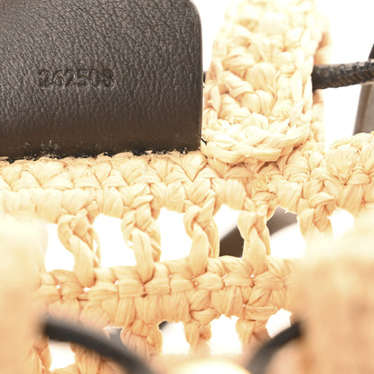 Loewe Raffia Logo Drawstring Pocket Crossbody Natural Black 7 of 10