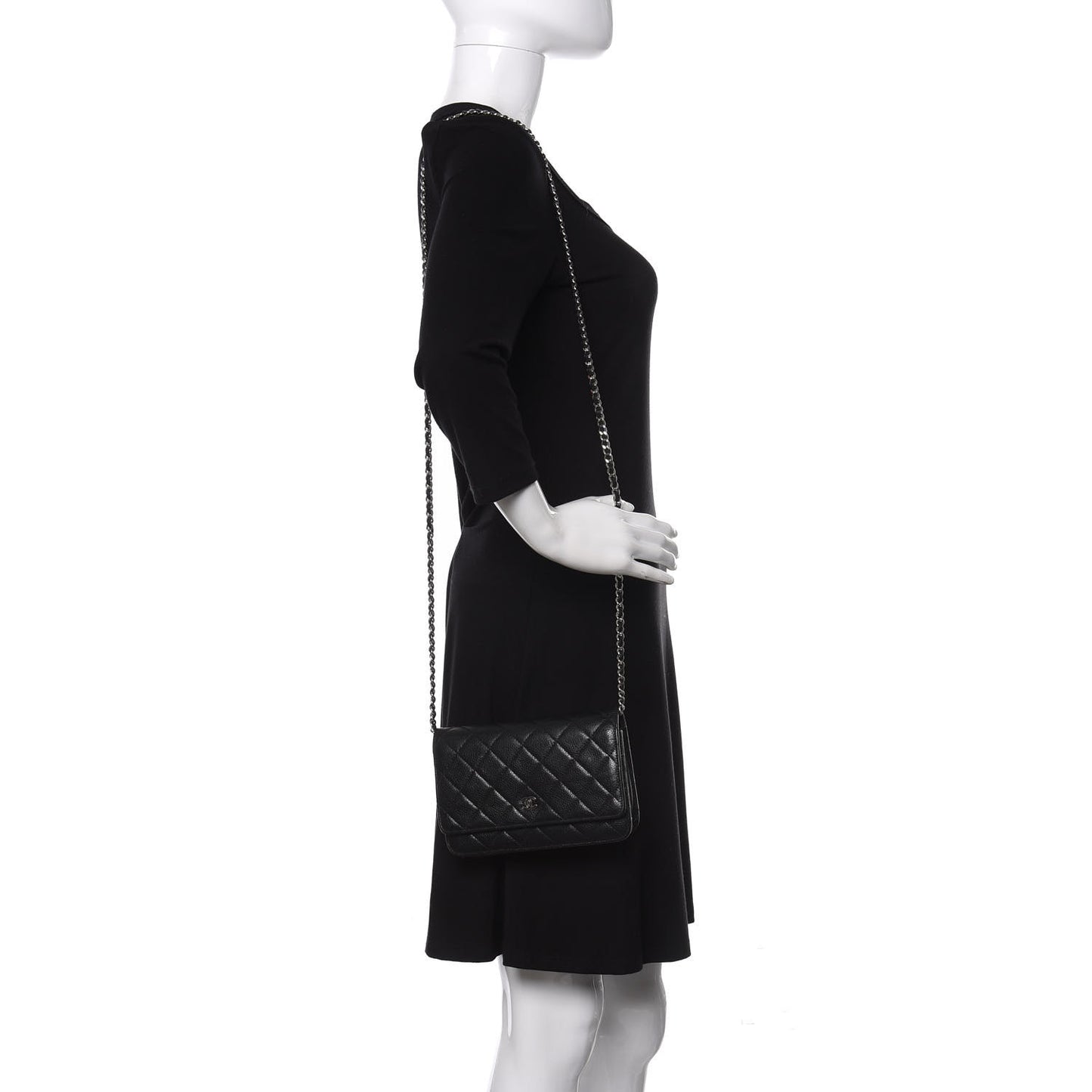 Caviar Quilted Wallet On Chain WOC Black