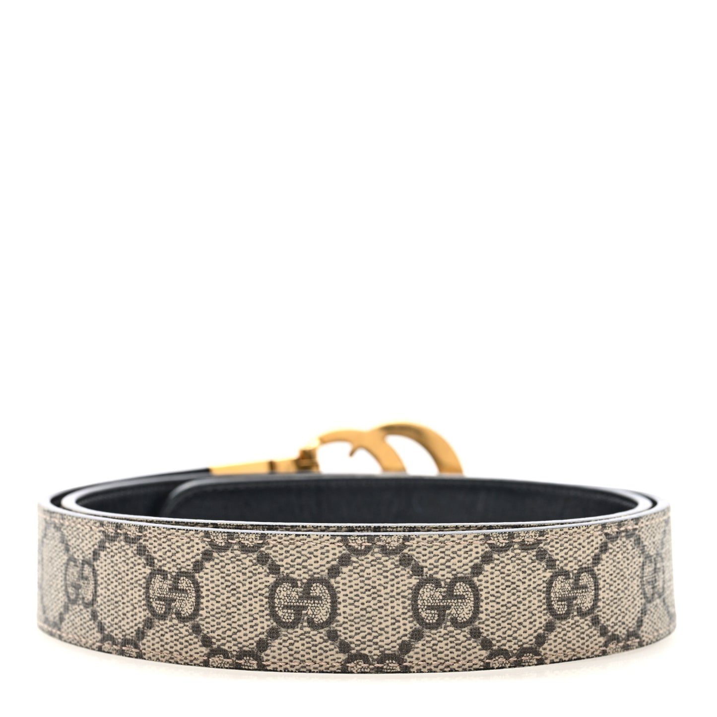 GG Supreme Monogram Plutone Calfskin Double G Reversible 30mm Belt 85 34 Beige Ebony Black