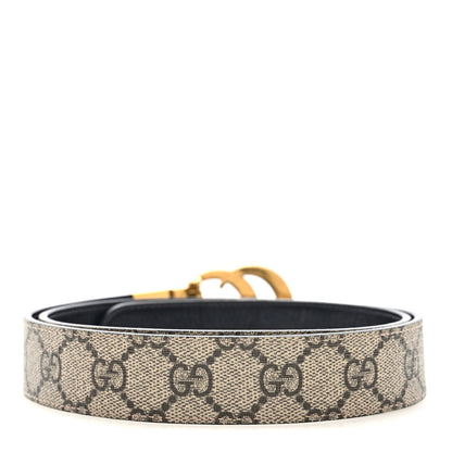 Gucci GG Supreme Monogram Plutone Calfskin Double G Reversible 30mm Belt 85 34 Beige Ebony Black 2 of 4