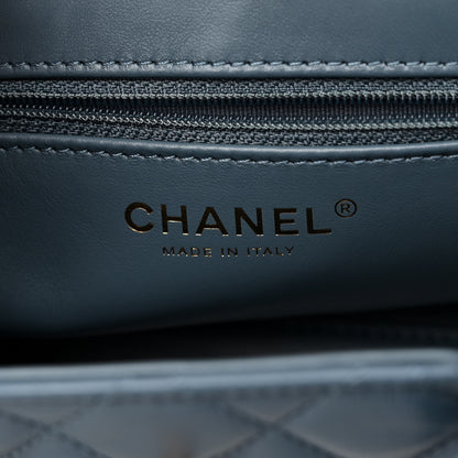 Chanel Shiny Aged Calfskin Quilted Nano Kelly Shopper Dark Blue 6 of 10