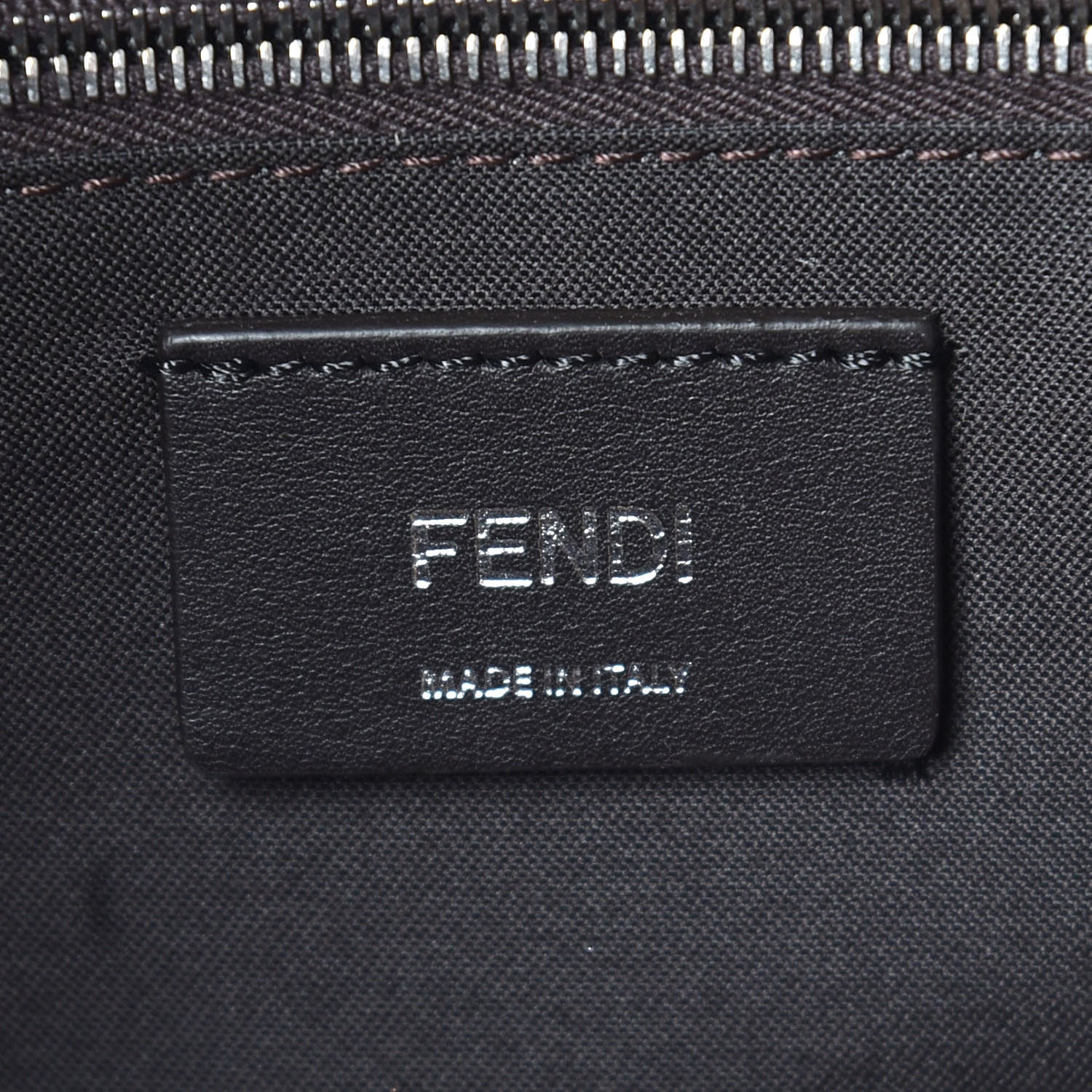 Fendi Glazed Fabric Vitello Century FF 1974 Stamp Patch Shopping Tote Mogano Panna Caramello 8 of 9