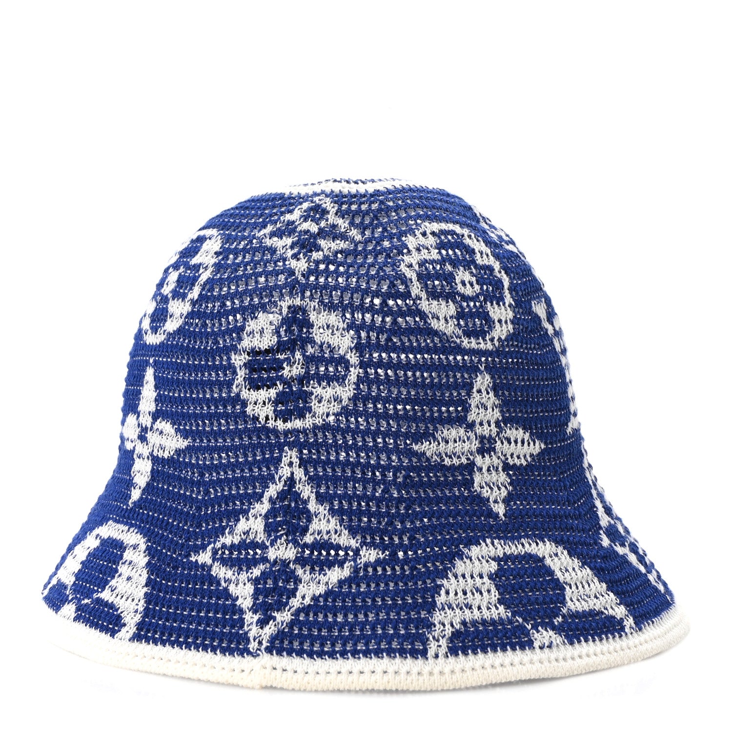 Louis Vuitton Crochet Monogram LV Bucket Hat S Blue White 1 of 7