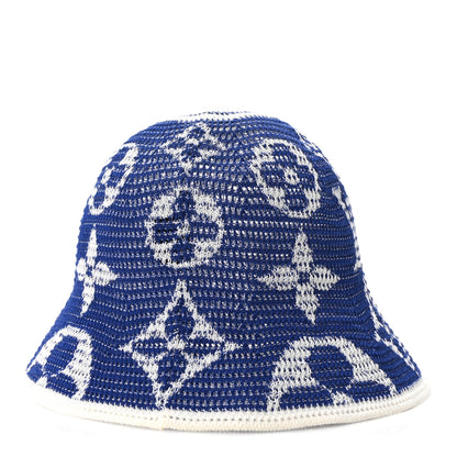 Louis Vuitton Crochet Monogram LV Bucket Hat S Blue White 1 of 7