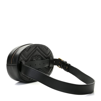 Gucci Calfskin Matelasse Animal Studs GG Marmont Belt Bag 75 30 Black 2 of 7