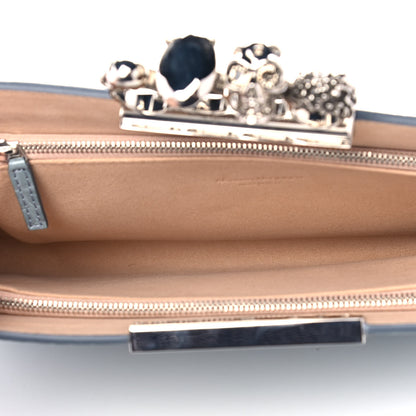 Alexander McQueen Calfskin Crocodile Embossed Knuckle Flat Clutch Black 5 of 11