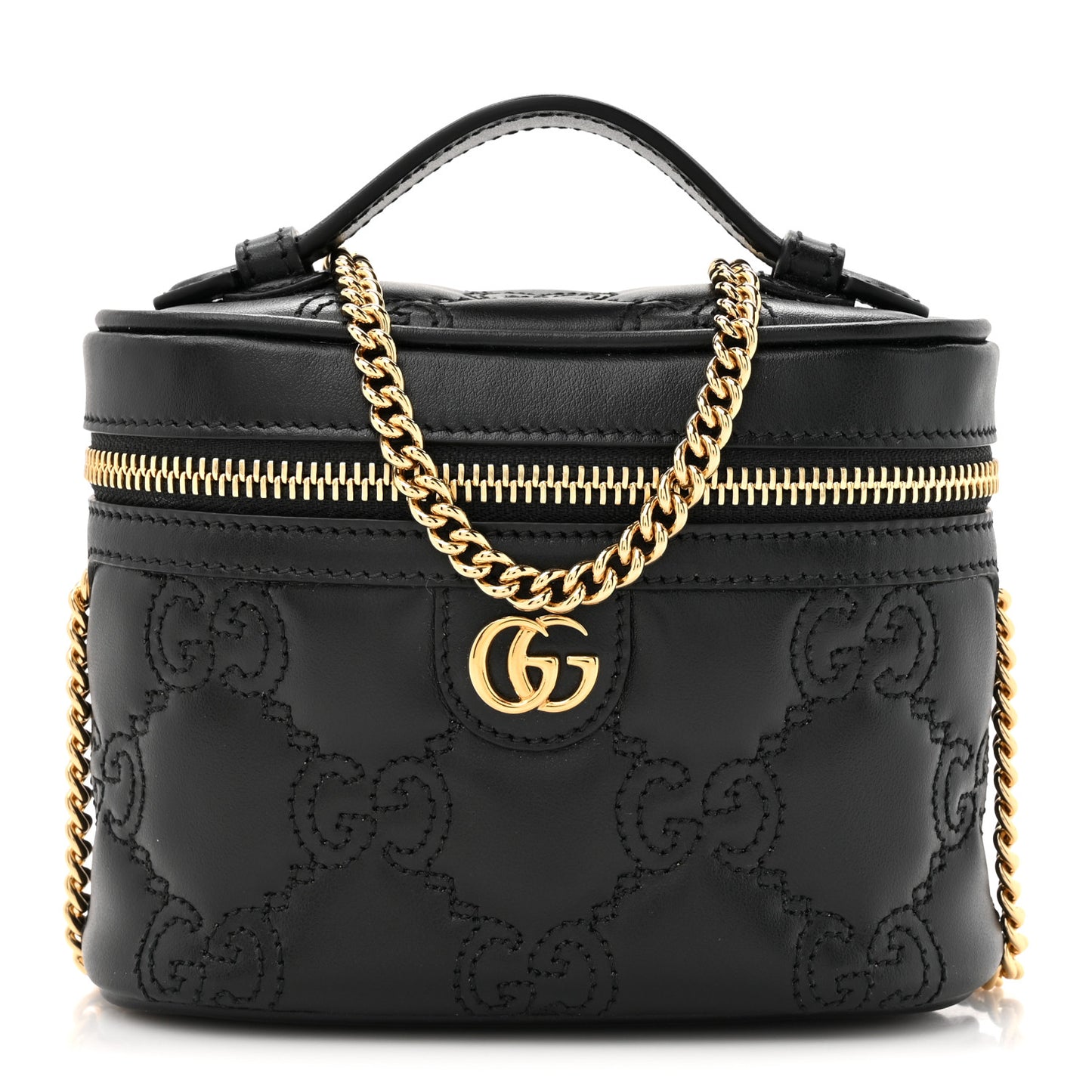 Calfskin GG Matelasse Mini Top Handle Bag Black