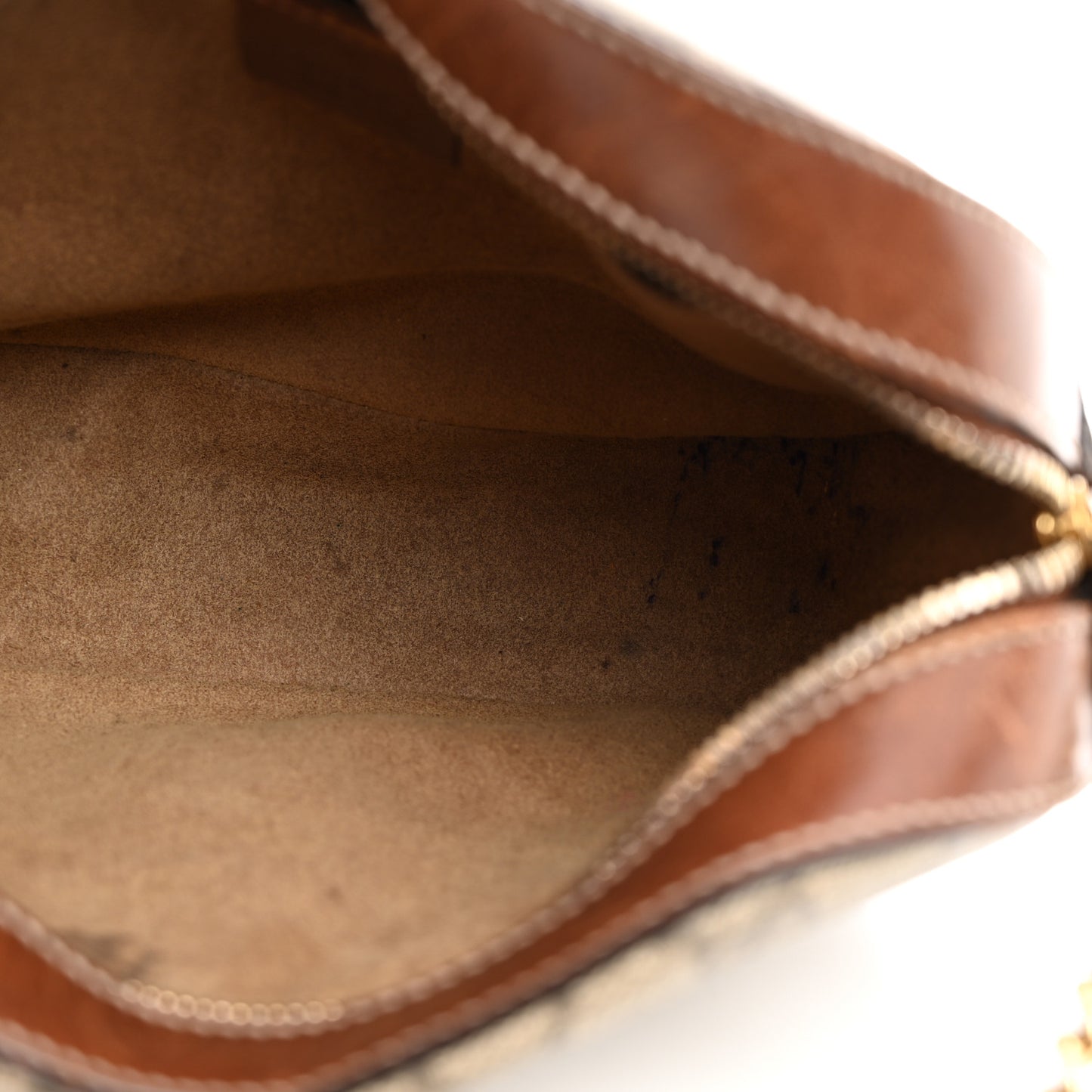 GG Supreme Monogram Cuoio Toscano Mini Chain Shoulder Bag Beige Ebony Cuir