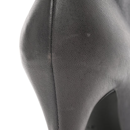 Chanel Lambskin CC Cap Toe Ankle Boots 37 Grey Navy Blue 11 of 16