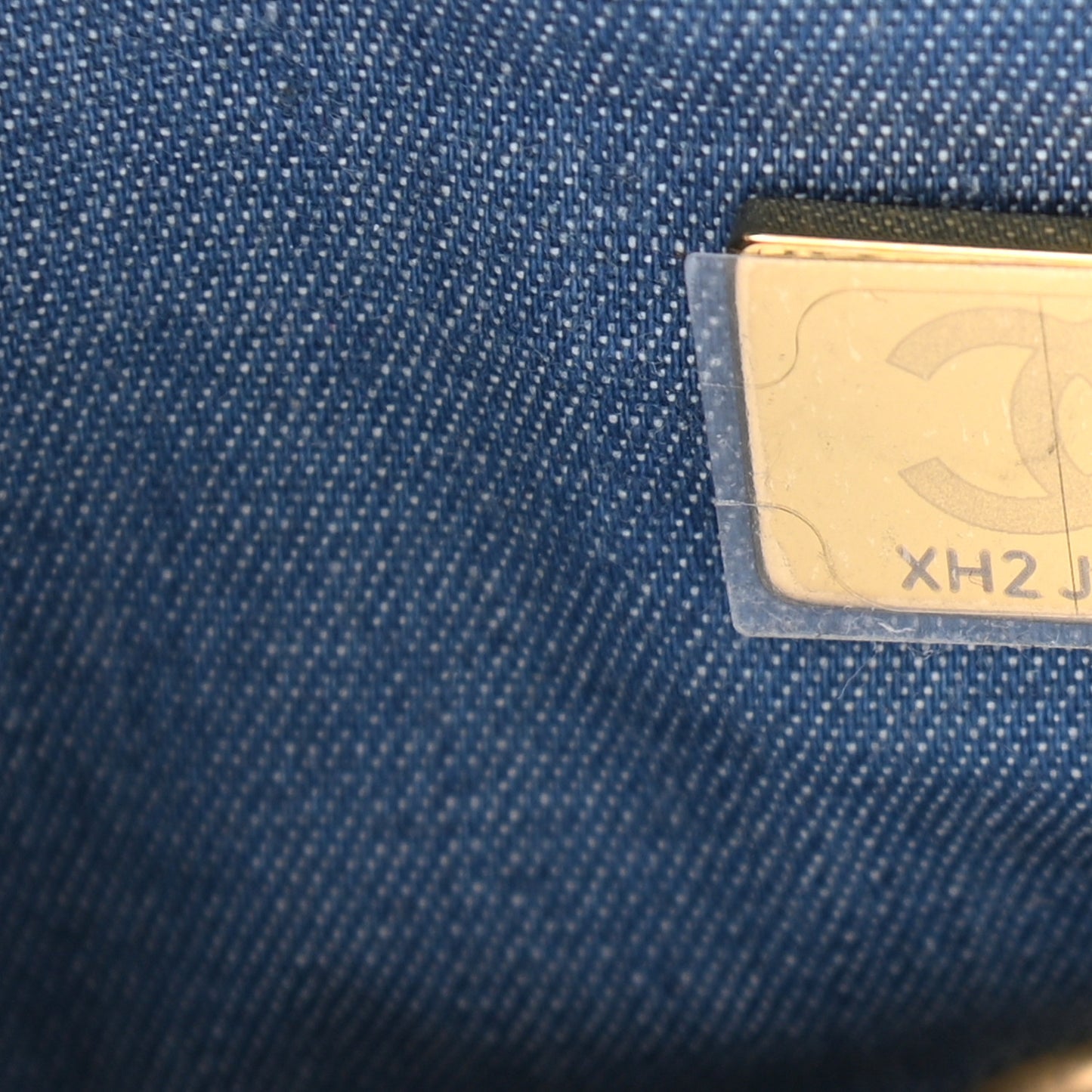 Denim Quilted Mini Pearl Crush Rectangular Flap Blue
