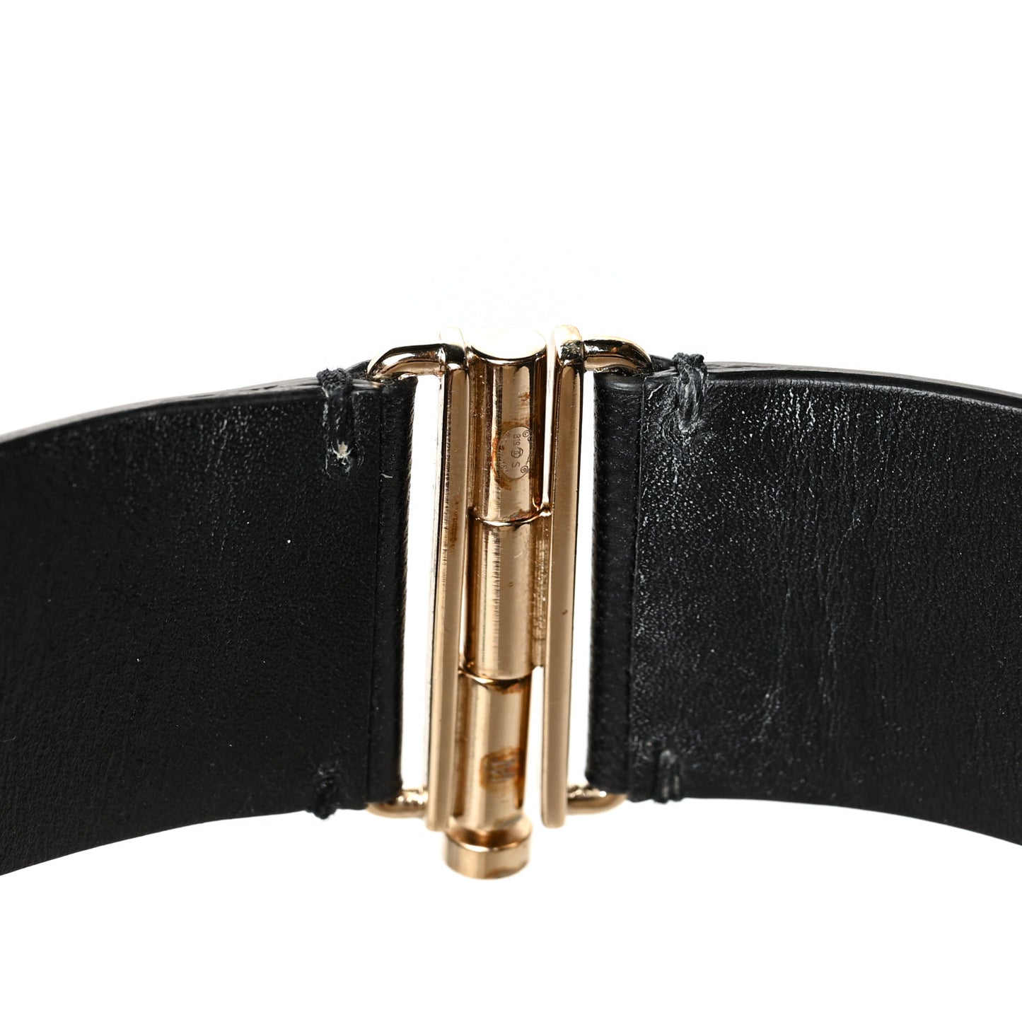 Crystal Lambskin Cha-Nel Logo Cuff Set M Gold Black