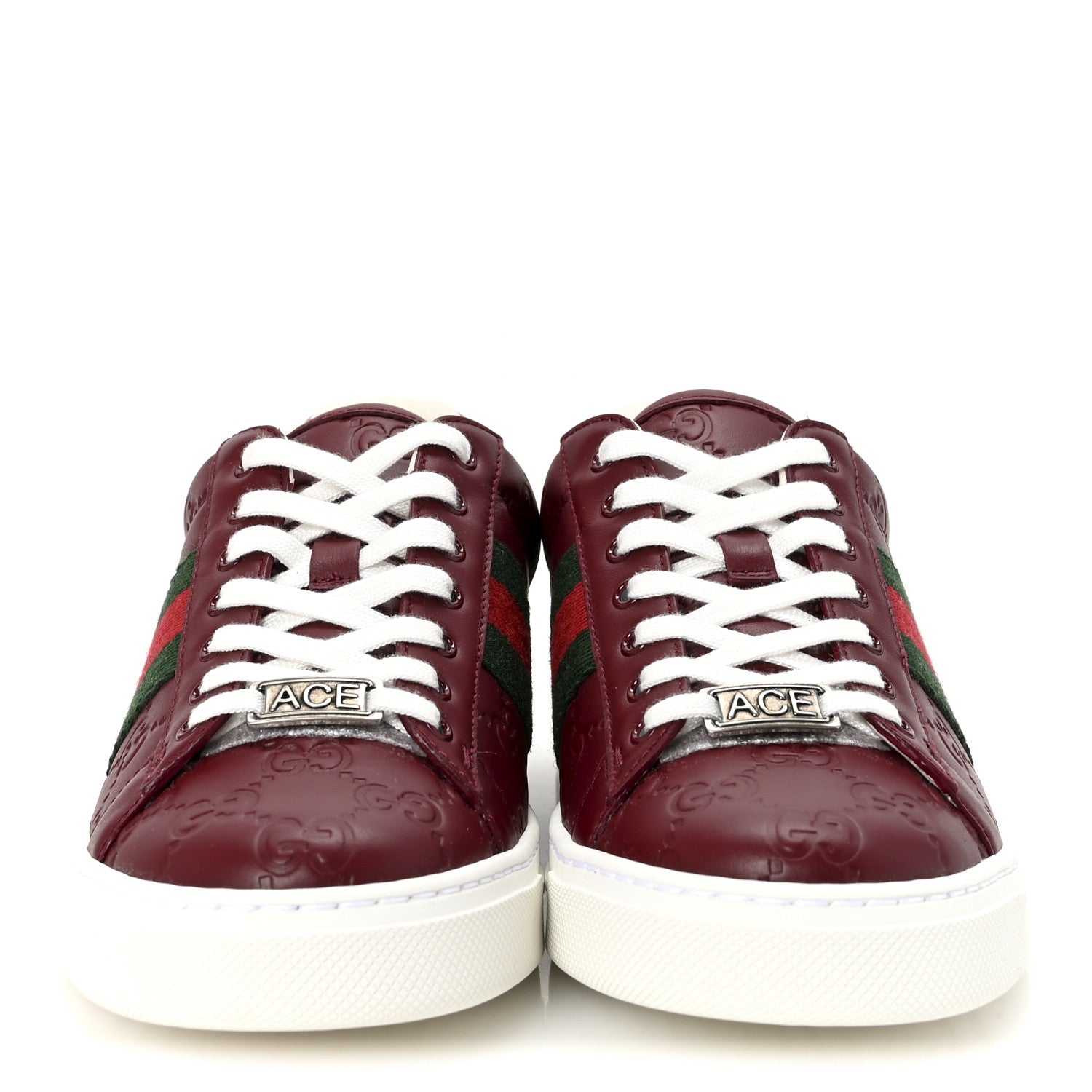 Gucci Calfskin GG Embossed Web Mens Ace Sneakers  36.5 Ancora Red 3 of 9
