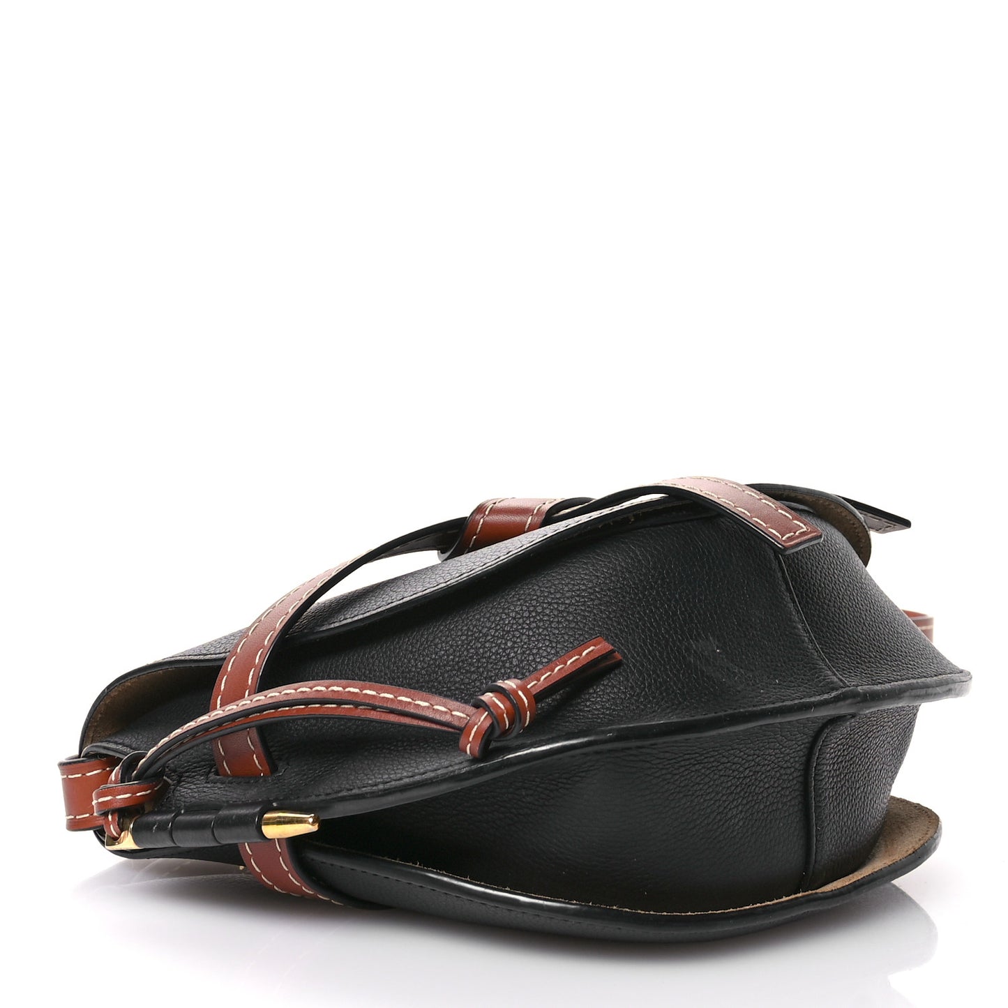 Grained Calfskin Small Gate Crossbody Bag Pecan Black