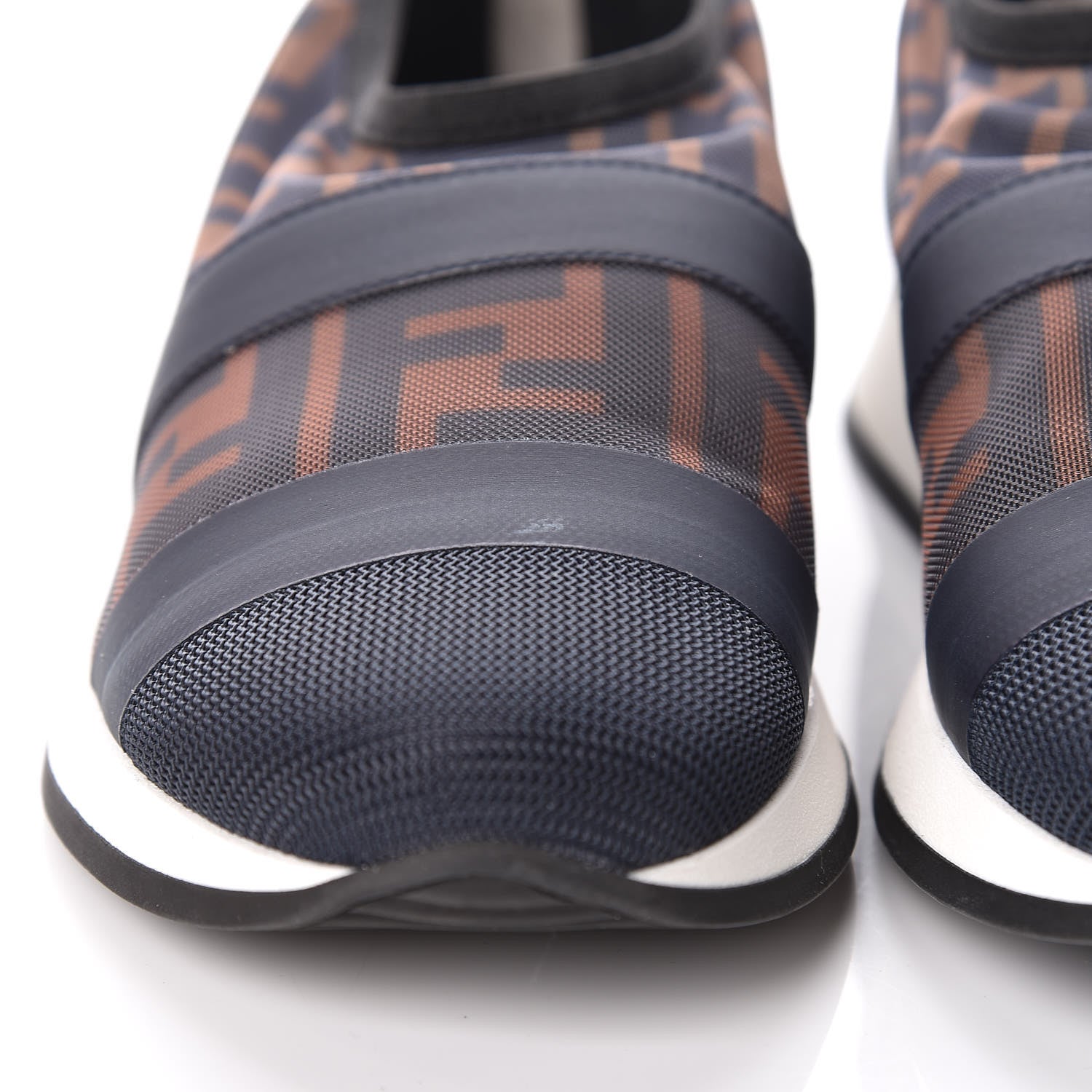Fendi Technical Mesh Tulle Slip On Sneaker 35 Blue Tobacco 9 of 11