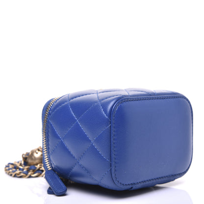 Chanel Lambskin Quilted Pearl Crush Mini Vanity Case With Chain Blue 4 of 12