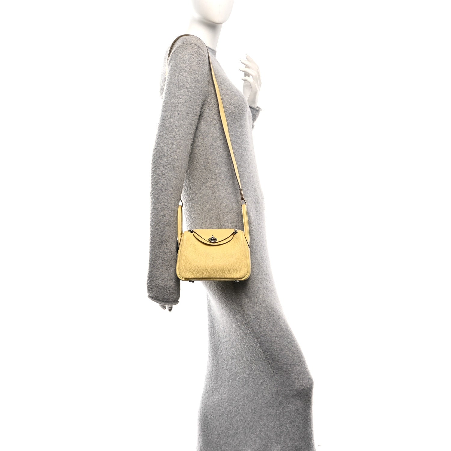 Hermes Taurillon Clemence Verso Mini Lindy 20 Jaune Poussin Craie 2 of 10
