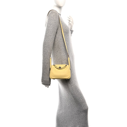 Hermes Taurillon Clemence Verso Mini Lindy 20 Jaune Poussin Craie 2 of 10