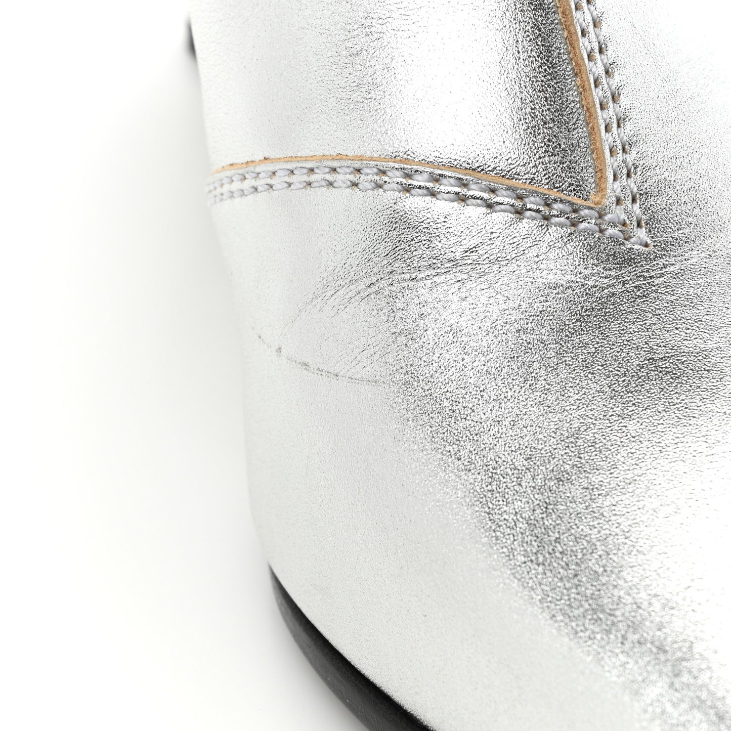 Metallic Calfskin Cordovan Lux Booties 36 Silver Black