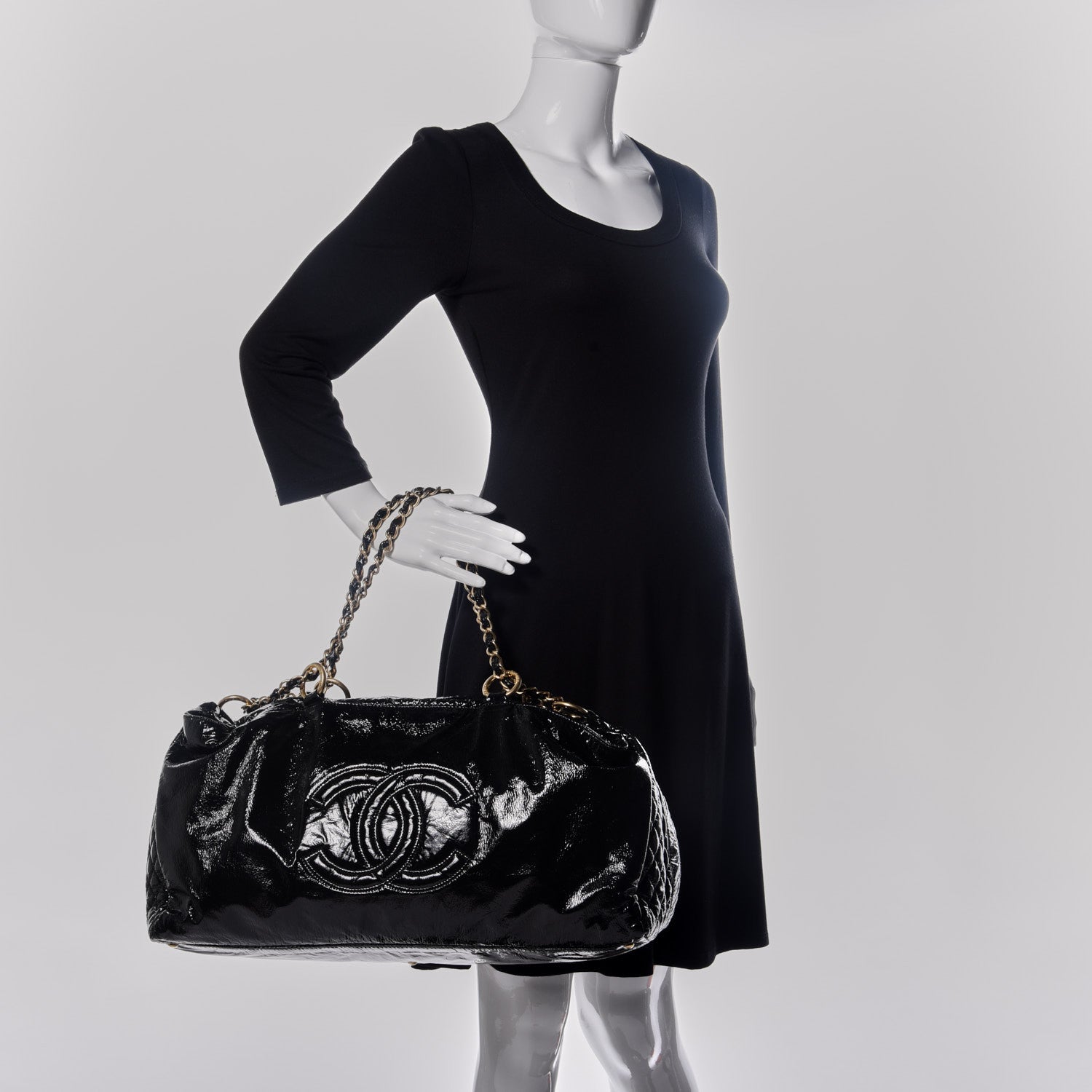 Chanel Vinyl Rock and Chain Bowler Black 2 of 21
