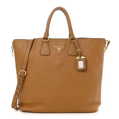 Prada Vitello Daino Side Zip Tote Cannella 1 of 12