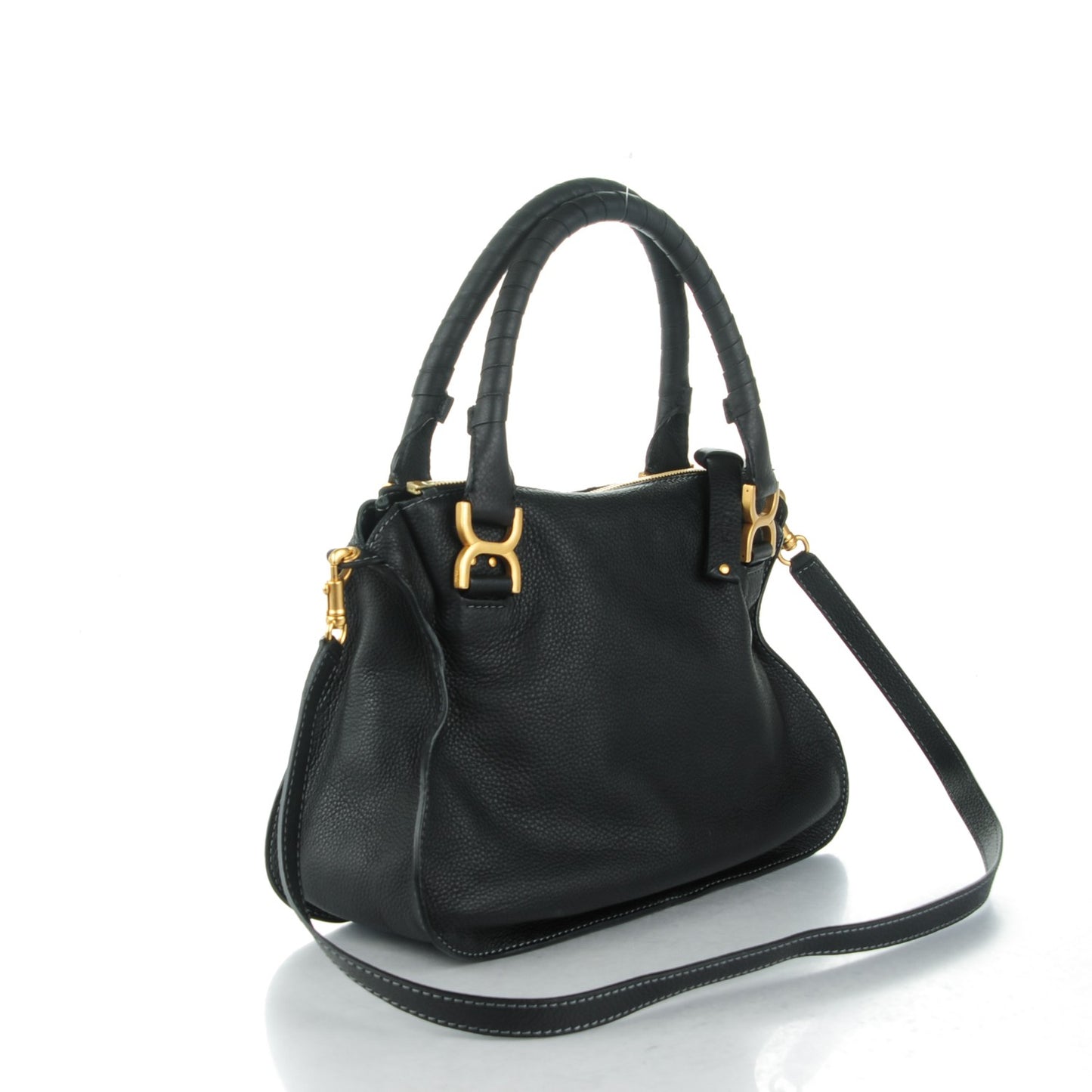 Calfskin Medium Marcie Satchel Black
