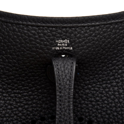 Hermes Taurillon Clemence Amazone Sangle Cavale Evelyne TPM Black Noisette 8 of 10