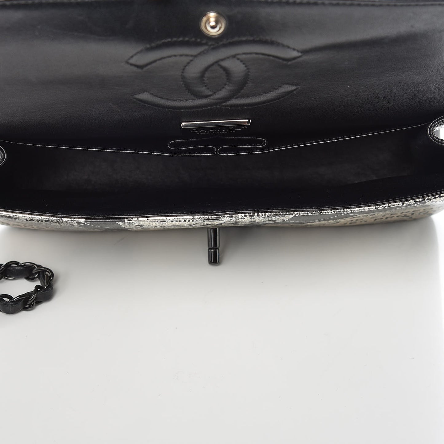 Lambskin Hand Painted Medium Double Flap Black