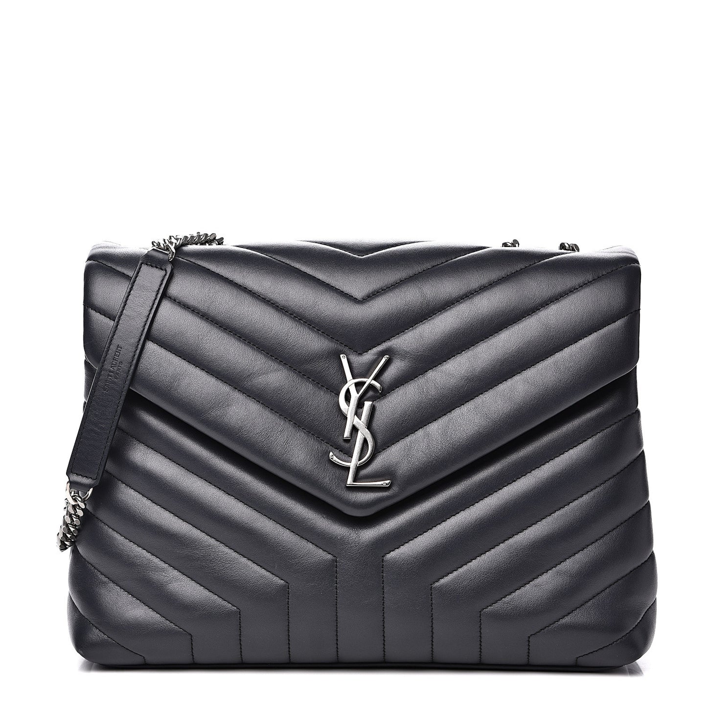 Calfskin Y Quilted Monogram Medium Loulou Chain Satchel Asphalt