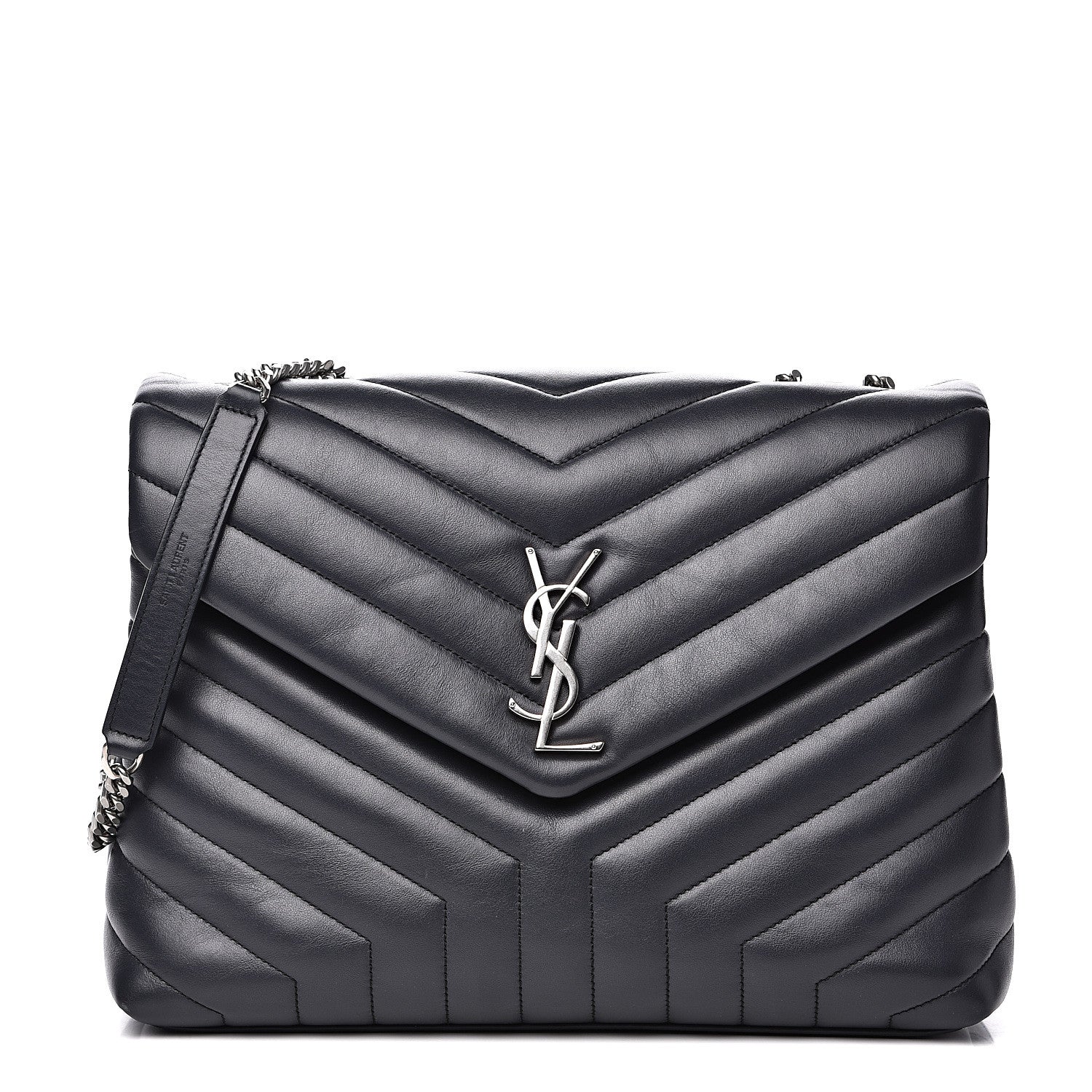 Saint Laurent Calfskin Y Quilted Monogram Medium Loulou Chain Satchel Asphalt 1 of 10
