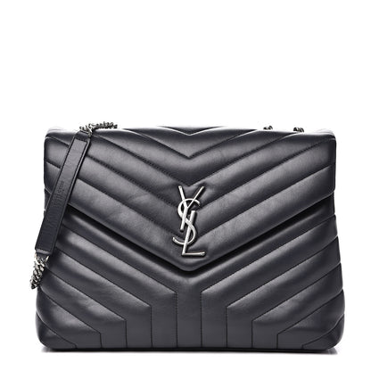 Saint Laurent Calfskin Y Quilted Monogram Medium Loulou Chain Satchel Asphalt 1 of 10
