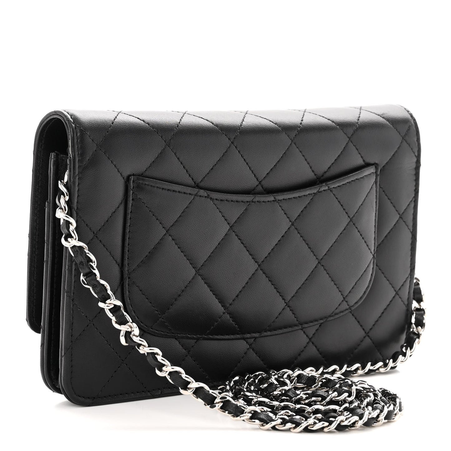 Lambskin Quilted Wallet On Chain WOC Black