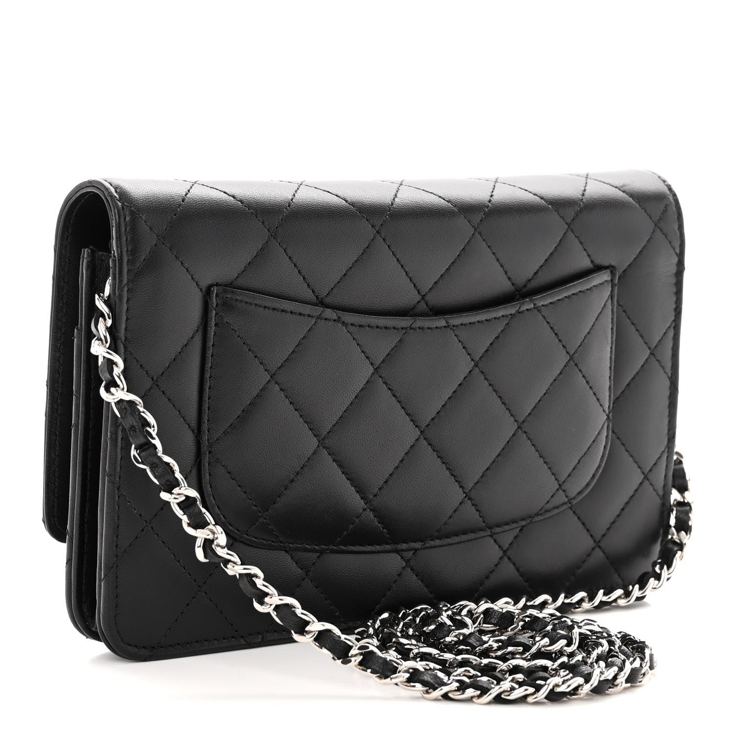 Chanel Lambskin Quilted Wallet On Chain WOC Black 3 of 12