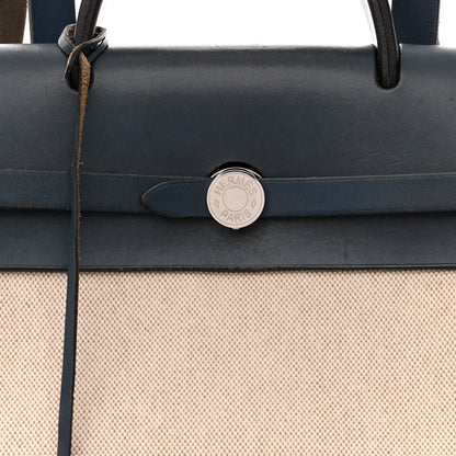 Hermes Toile Vache Calfskin Herbag 30 PM Backpack Navy Bleu Natural 8 of 17