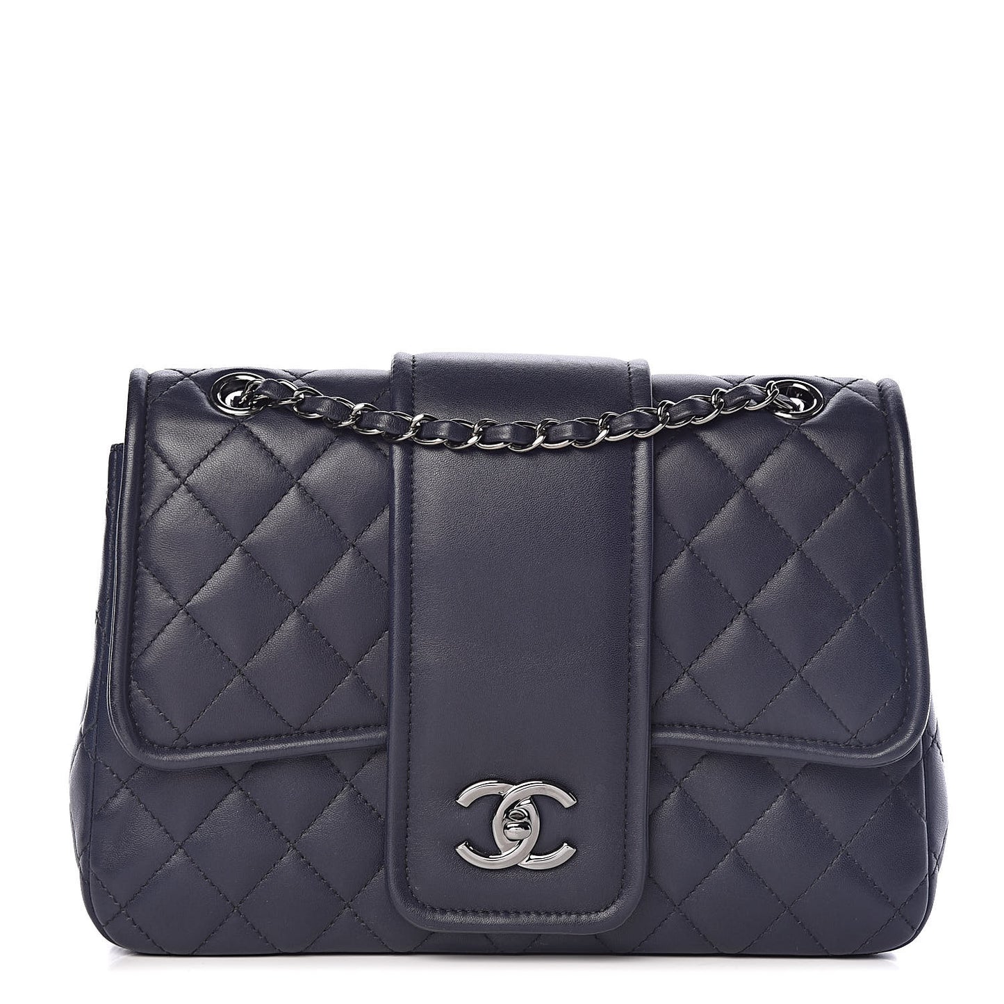 Lambskin Quilted Elementary Chic Flap Navy