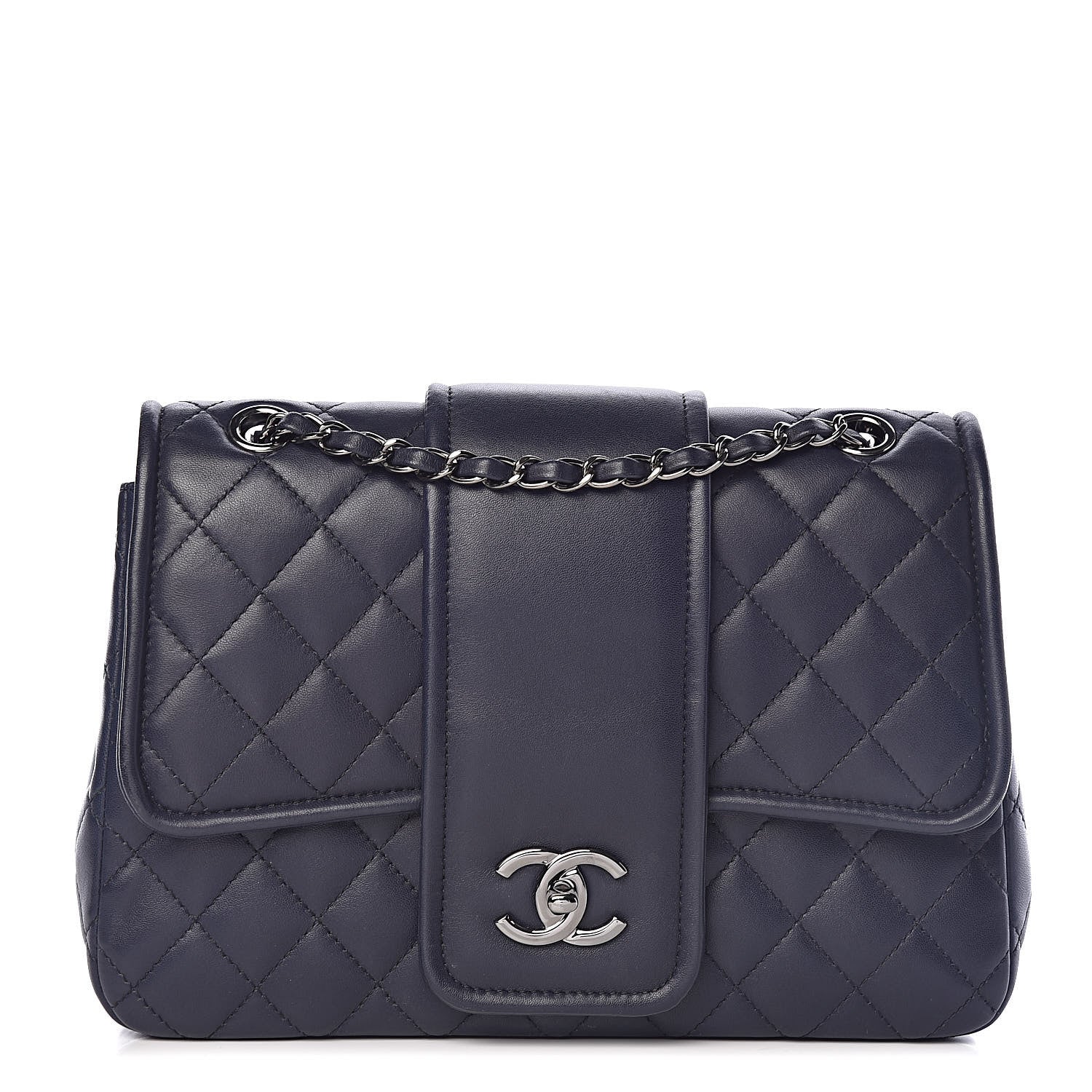 Chanel Lambskin Quilted Elementary Chic Flap Navy 1 of 13