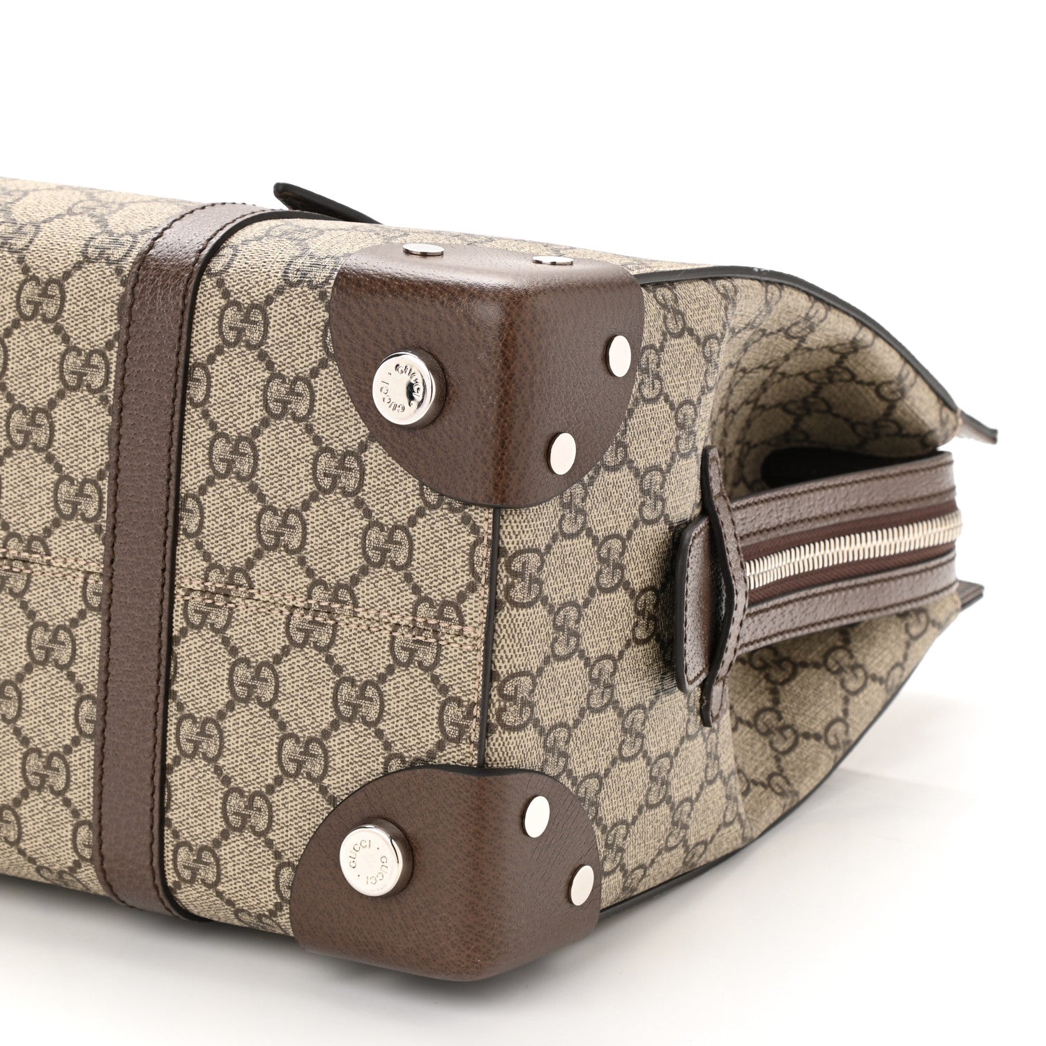 Gucci GG Supreme Monogram Textured Dollar Calfskin Medium Detail Tote Beige Ebony New Acero 10 of 10