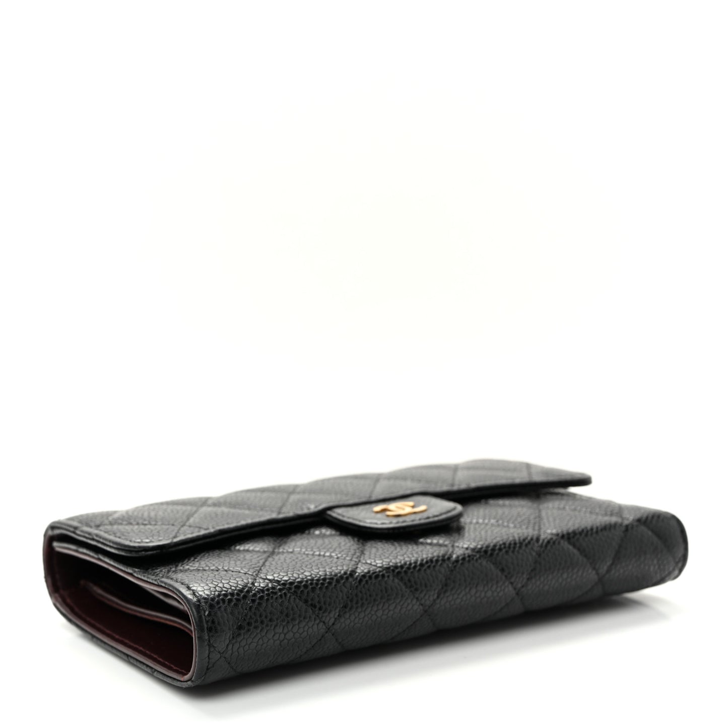 Caviar Quilted Large Flap Wallet Black