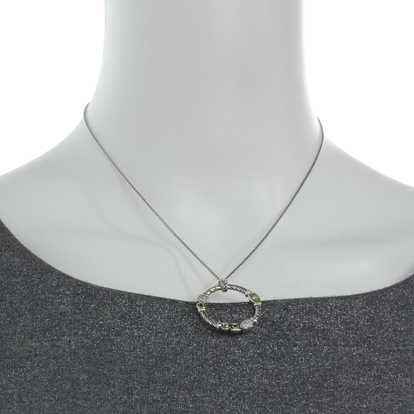 Sterling Silver Confetti Pendant Necklace Green