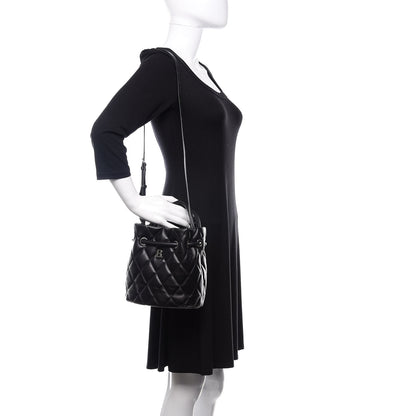 Balenciaga Nappa Calfskin Quilted Touch B Bucket Bag Black 2 of 9