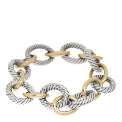 David Yurman Sterling Silver 18K Yellow Gold 19mm Extra Large Oval Link Bracelet 1 of 5